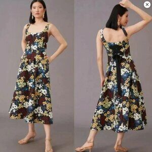 Anthropologie Maeve Burgundy floral dress